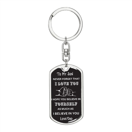 To My Son- Dog Tag - Swivel Key chain