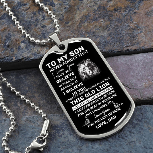To My Son Dog Tag- THIS OLD LION