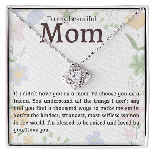 To My Beautiful Mom -Love Knot Necklace