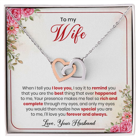 To My Wife- Interlocking Heart Necklace