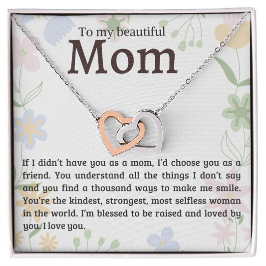 To My Beautiful Mom - Interlocking Hearts necklace