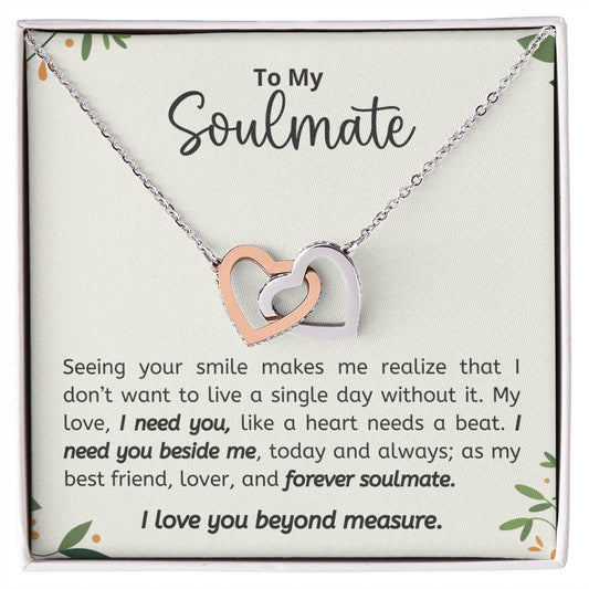 To My Soulmate - Interlocking Heart Necklace- *3