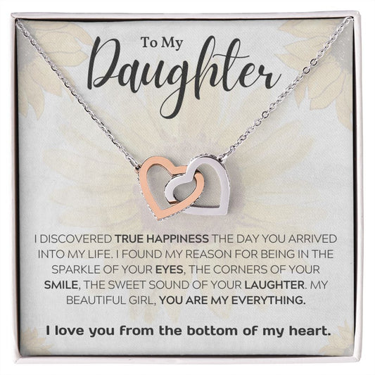 To My Daughter-Interlocking Heart Necklace