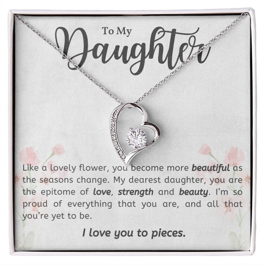 To My Daughter White Gold Forever Love Necklace